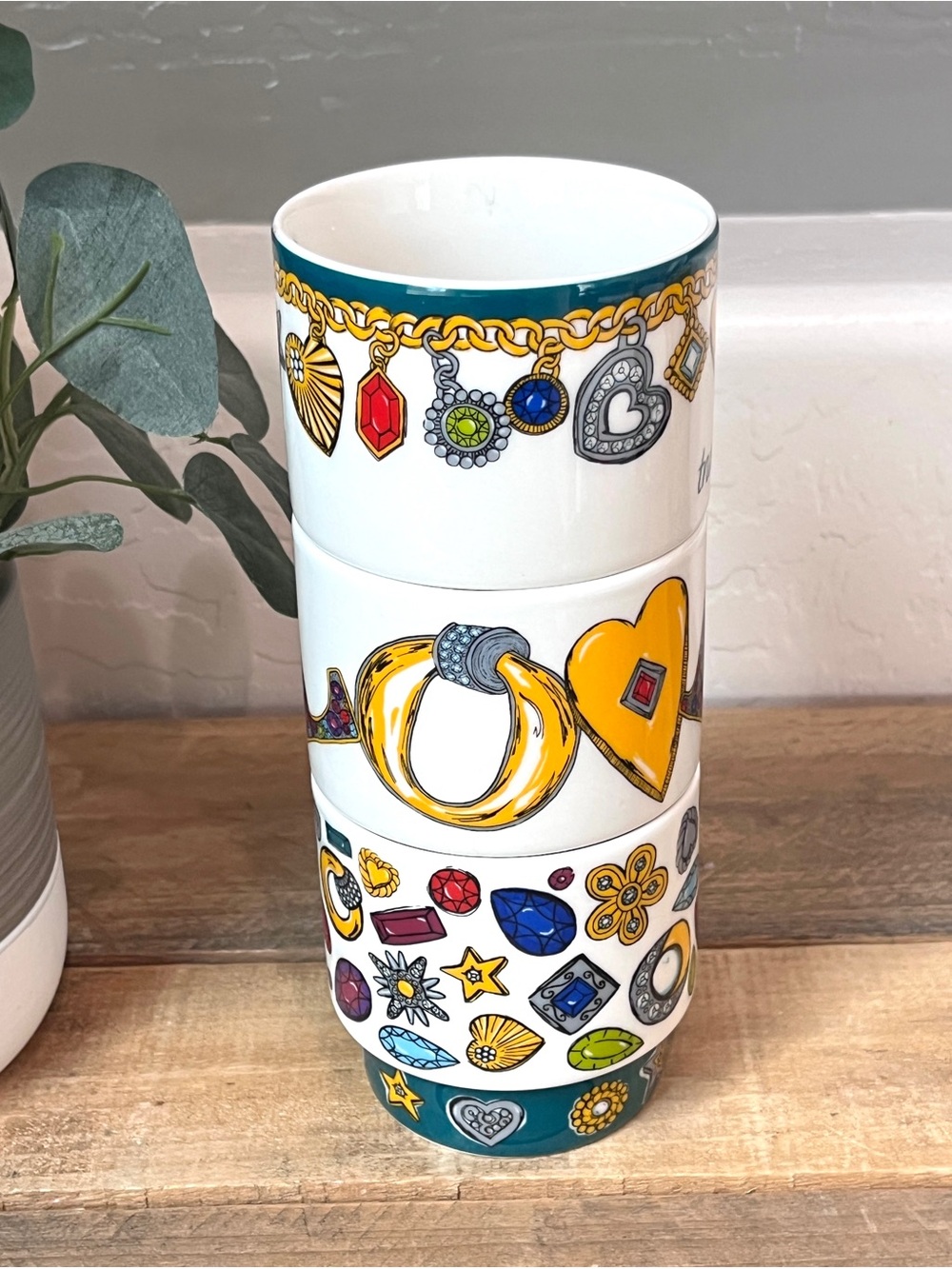 Brighton VIP Exclusive Stackable Ceramic Mugs Set of 3 Love Trust Your Journey - Picture 2 of 6